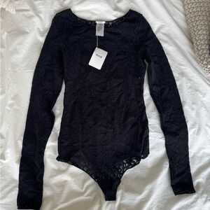 Wolford Black Long Sleeve Lace Bodysuit
